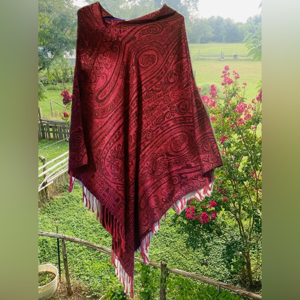 Silk and cotton poncho